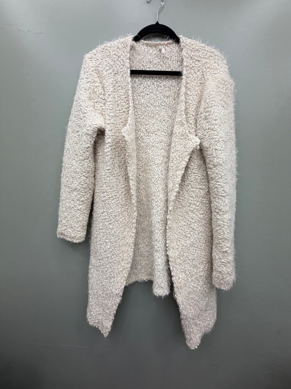 POL Cream Textured Boucle Cardigan Medium Cotton Blend Oversized Cozy